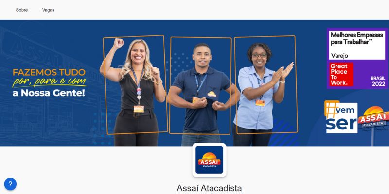 Imagem que representa as vagas disponíveis no site do Assaí Atacadista.